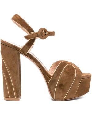 Gianvito Rossi 125Mm Platform Suede High-Heeled Sandals - Brown