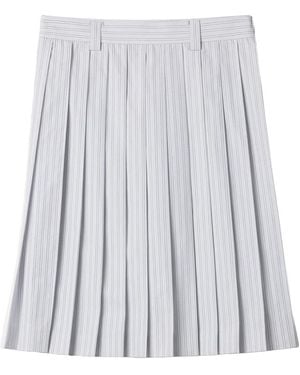 Miu Miu Pleated Striped Poplin Shirt - White