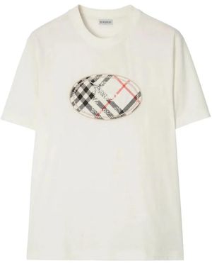 Burberry Check Knight-Stamp Cotton T-Shirt - White