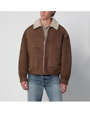 Salvatore Santoro Coffee Shearling Jacket With Zip - Brown