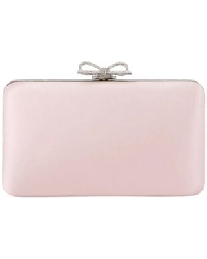Self-Portrait Self-Portrait Bow-Embellished Synthetic Clutch - Pink