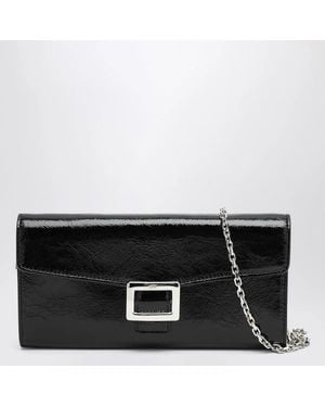 Roger Vivier Belle Vivier Patent Leather Wallet With Chain - Black