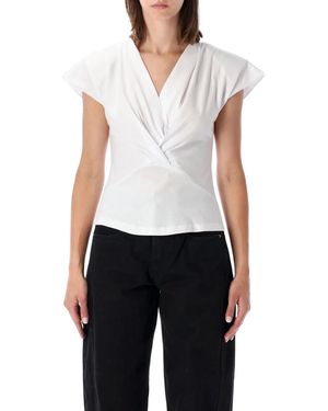 Isabel Marant Nadrine Draped Cotton Jersey T-Shirt - White