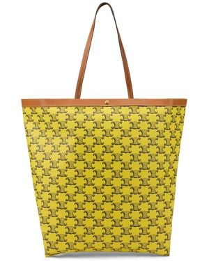 Celine Flat Medium Fabric Shopper Triomphe - Yellow