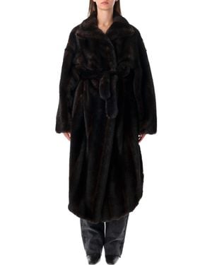 Frankie Shop Ravello Fur Coat - Black
