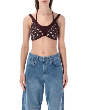 Marine Serre Athleisure Moon Bra Top - Blue
