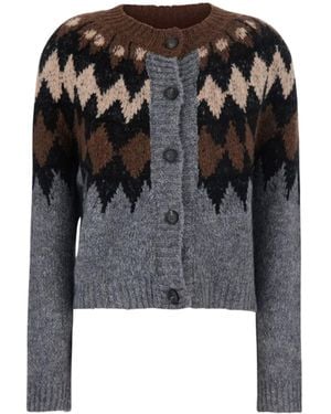 Tela Eiko Patterned Knitted Cardigan - Black