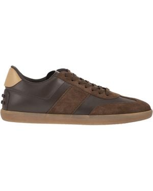 Tod's Leather And Suede Trainers With Rubber Sole - Brown