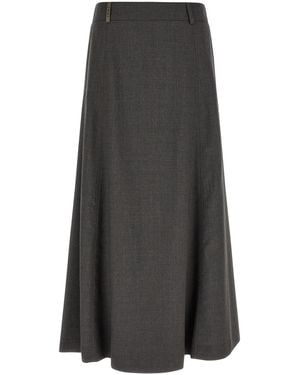 Peserico Flared Skirt With Loops - Gray