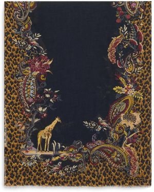 Etro Scarf With Animal Print - Blue