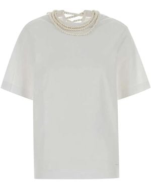 Carven Jt202-Top-Pearl Necklace T-Shirt - White
