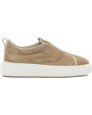 Santoni Low Suede Trainers - Brown