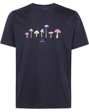 Paul Smith Ps Paul Smith Reg Fit T Shirt Mushrooms - Blue