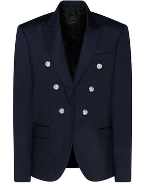 Balmain Wool Clothing Jackets - Blue