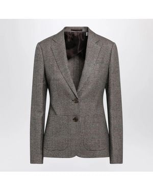 Burberry Prince Of Wales Wool-Blend Single-Breasted Jacket - Gray