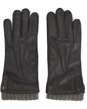 Canali Deer Leather Gloves - Black
