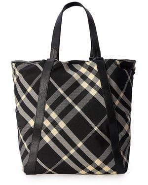 Burberry Embroidered Fabric Festival Shopping Bag - Black