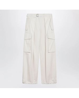 Loewe Ivory Cotton And Silk Cargo Trousers - White