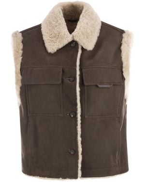 Brunello Cucinelli Sleeveless Shearling Outerwear - Brown
