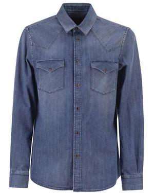 Peserico Lightweight Cotton Denim Shirt With Patch Pockets - Blue