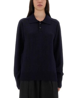 Studio Nicholson Inverness Shirt With Polo Collar - Blue