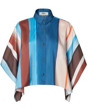Fendi Multicolour Striped Silk Shirt - Blue