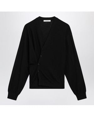 Lemaire Asymmetric Wool-Blend Cardigan - Black