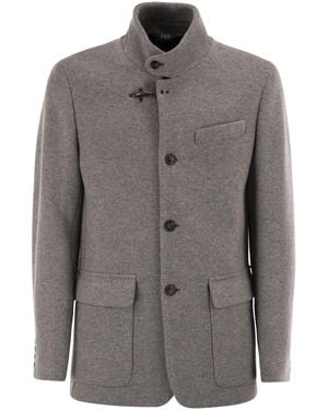 Fay Wool Pea Coat - Grey