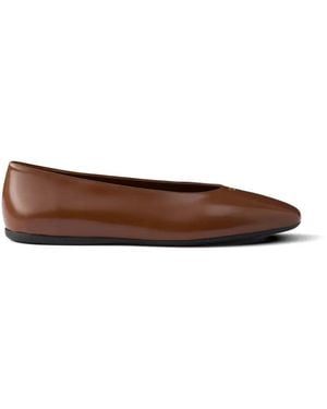 Prada Brushed Leather Ballerinas - White