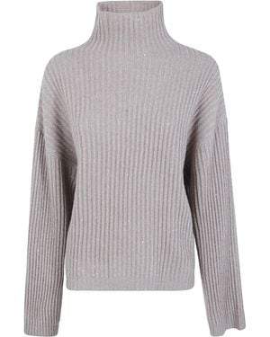 Brunello Cucinelli Sequin Cashmere Turtleneck - Gray