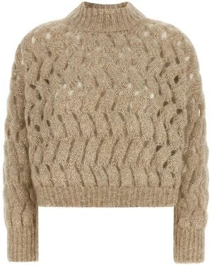 Brunello Cucinelli 'Dazzling Waves' Jumper - Natural