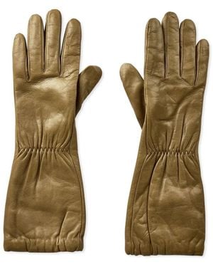 Bottega Veneta Embossed Logo Leather Gloves - Green