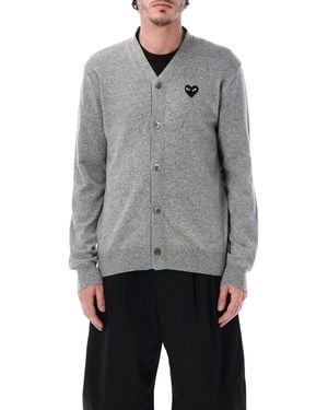 COMME DES GARÇONS PLAY Heart V-Neck Cardigan - Grey