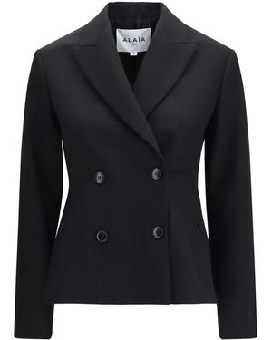 Alaïa Alaia Lightweight Wool Double-Breasted Jacket - Black