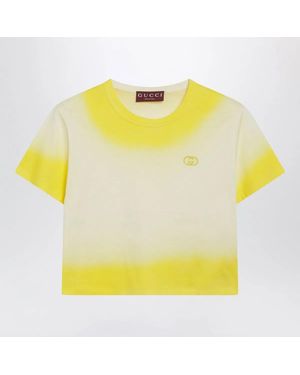 Gucci Cropped Tshirt With Gradient Effect - Yellow