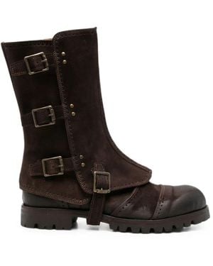 Ziggy Chen Mid Boots With Spats - Black