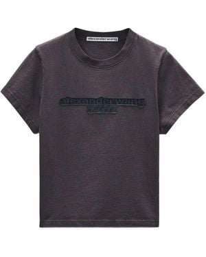 Alexander Wang Délavé Cotton T-Shirt With Logo - Blue
