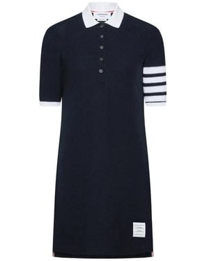 Thom Browne 4-Bar Cotton Piqué Polo Dress - Blue