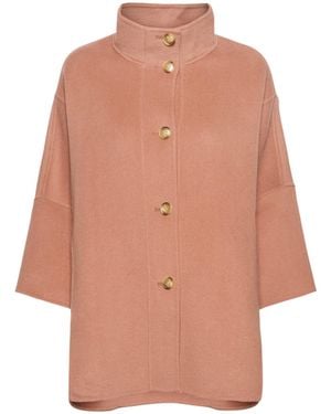 Elena Miro Double-Faced Cape With High Collar - Pink