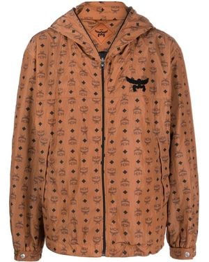 MCM Monogram Print Hooded Jacket - Brown