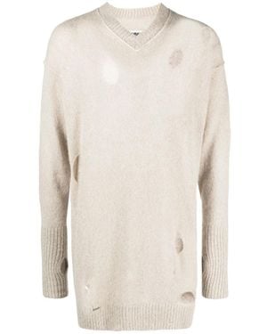 MM6 by Maison Margiela V Neck Mini Dress - White