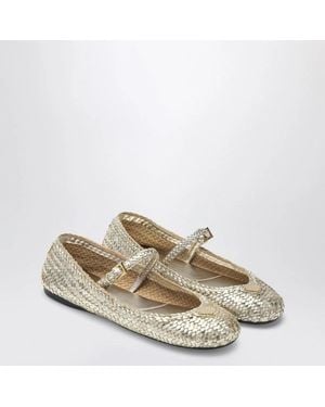 Prada Woven Leather Ballet Flats - Metallic