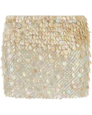 Alanui Embellished Mesh Light Between Palms Mini Skirt - Natural