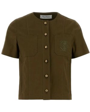 Max Mara Logo Round Neck Jacket - Green