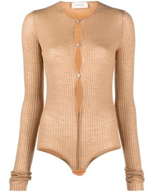 Max Mara Wool Blend Bodysuit - Natural