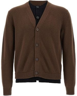 JW Anderson J.W.Anderson 'Contrast Layered' Cardigan - Brown