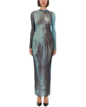 Jean Paul Gaultier "Water" Mesh Long Dress - Green