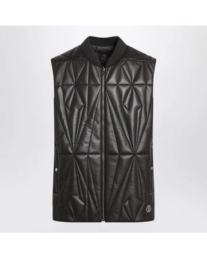Moncler Faux Leather Zipup Vest - Black