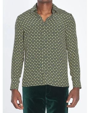 Gucci Silk Shirt With Horsebit Print - Green
