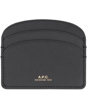 A.P.C. Leather Demi-Lune Card Holder - Black